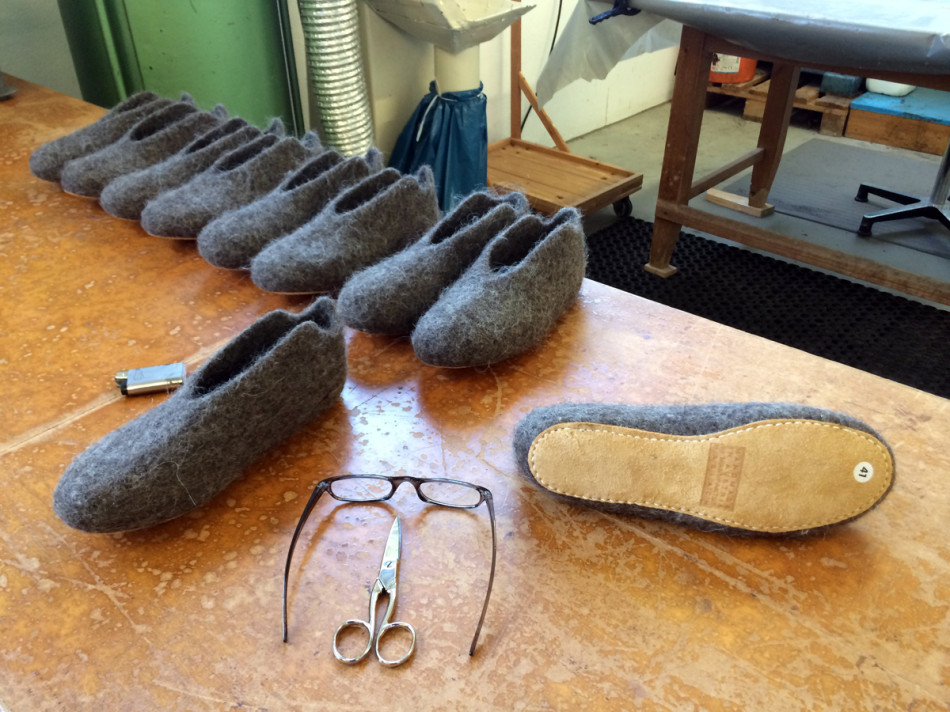 felt slippers with sole