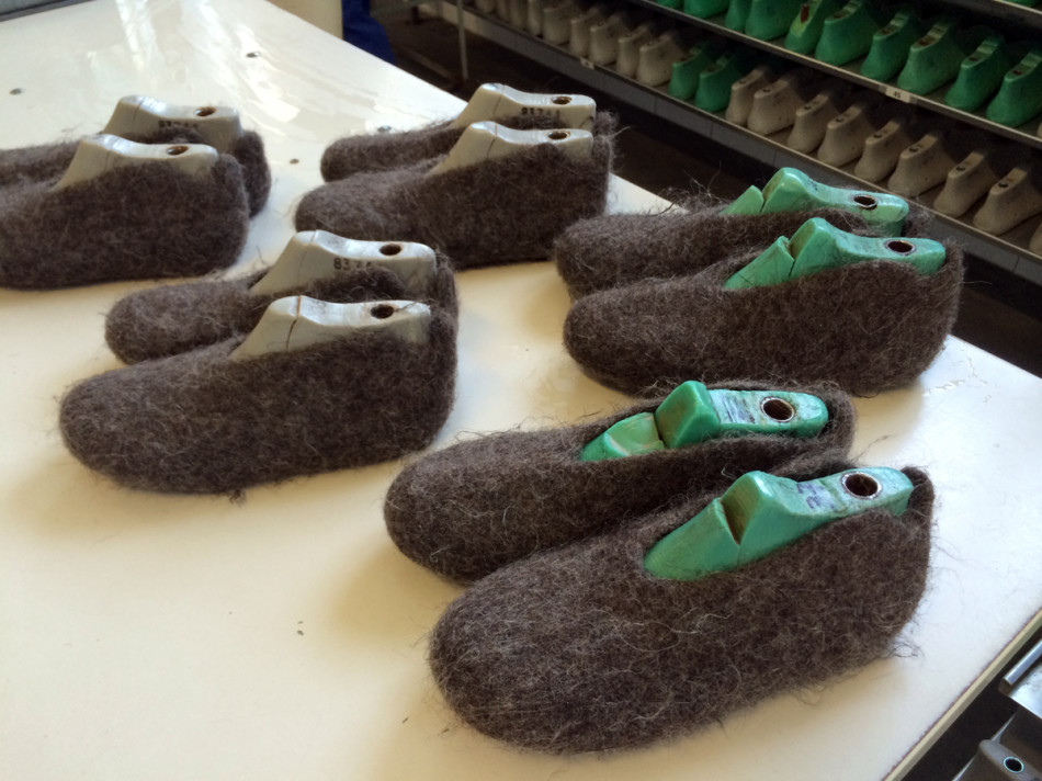 felt slippers on mold